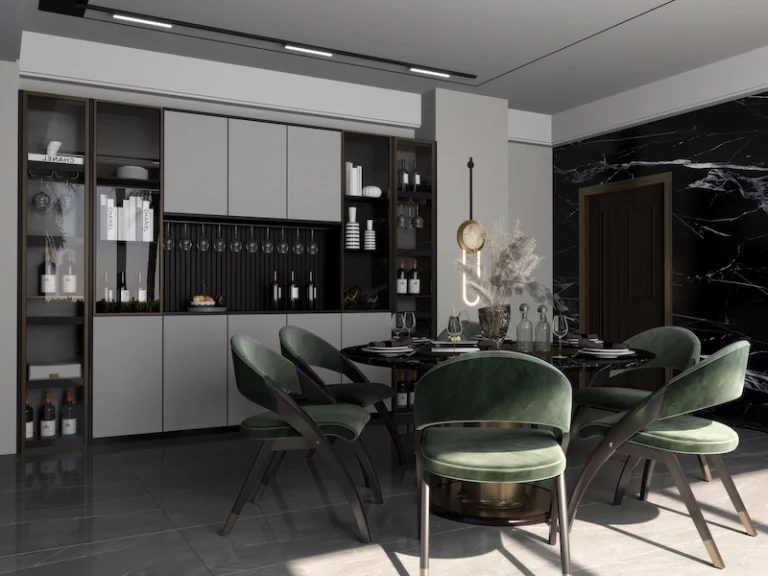 interior 3d Rendering visualization of dining area capture